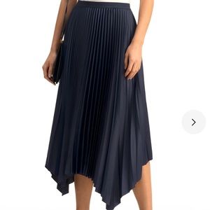 Pleated midi silk skirt